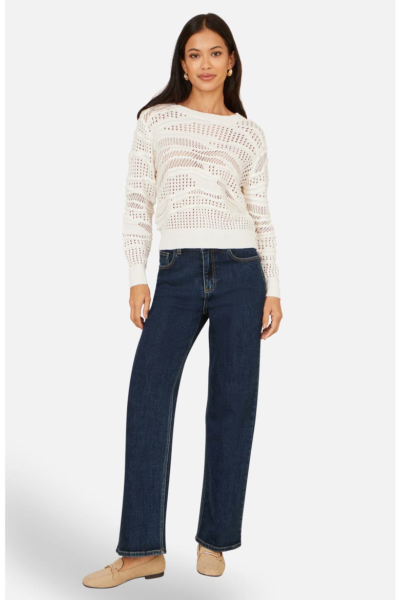 Wave Pointelle Knitted Jumper, Main, color, White