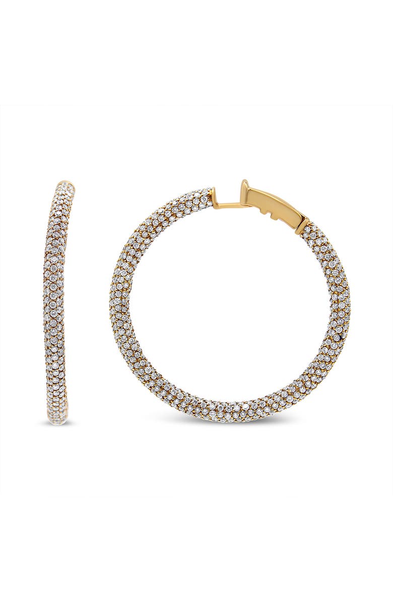 Haus of Brilliance 18K Rose Gold 6.90 Cttw Diamond Inside Out Eternity Hoop Earring, Main, color, Pink