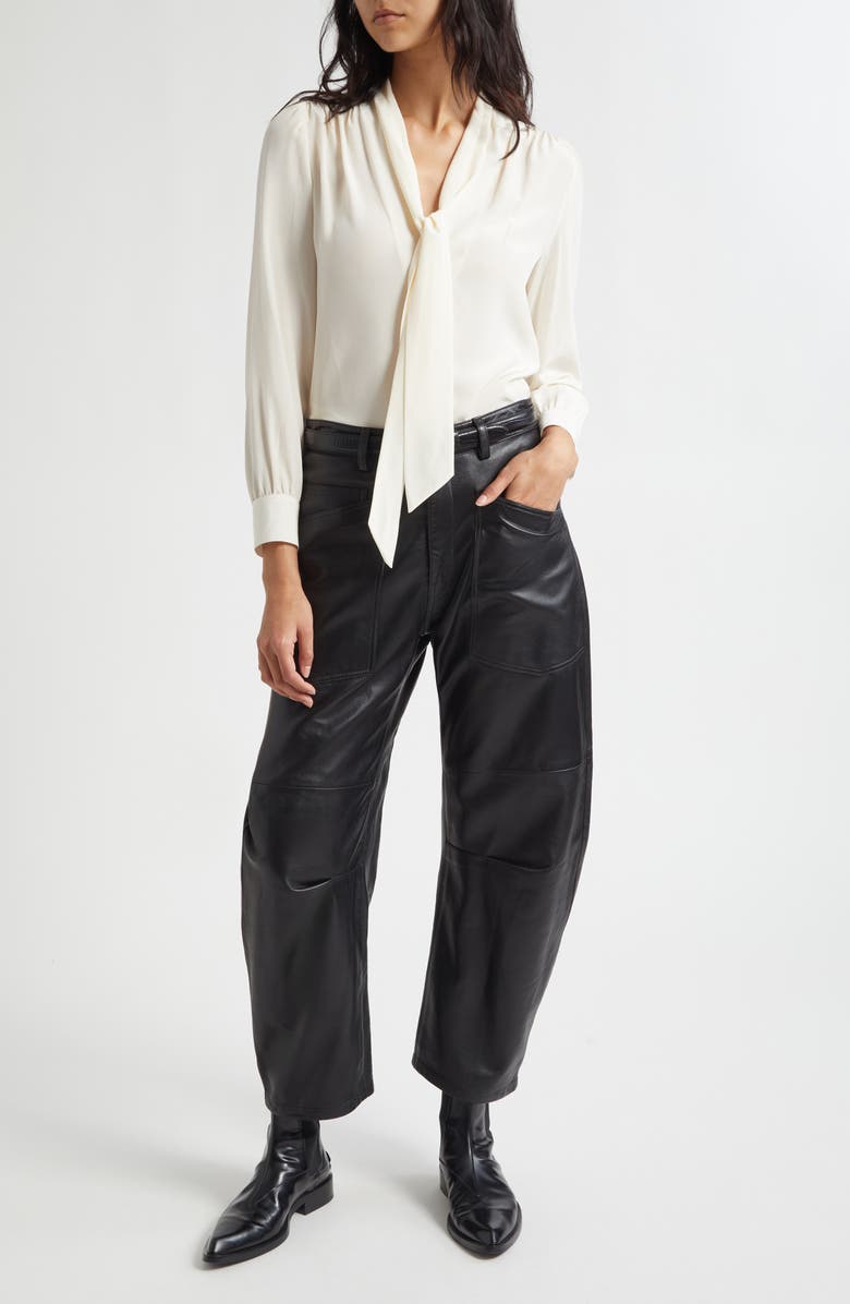 Nili Lotan Colt Tie Neck SilkTop, Alternate, color, Ivory