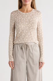Splendid Leopard Print Long Sleeve T-Shirt