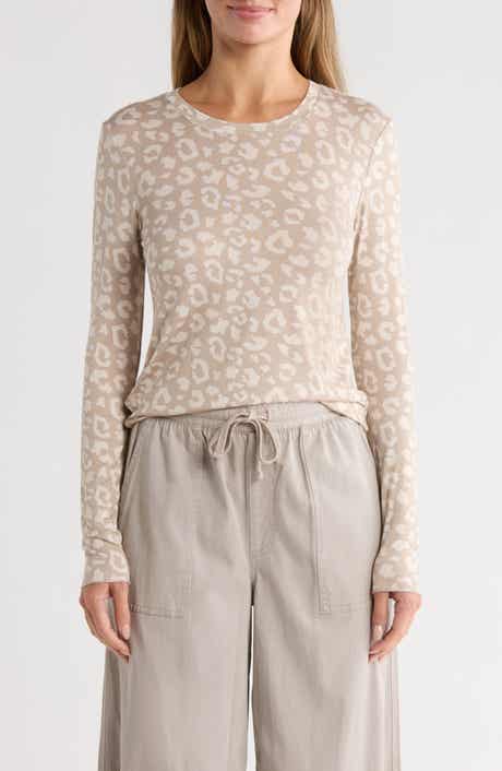 Splendid Leopard Print Long Sleeve T-Shirt
