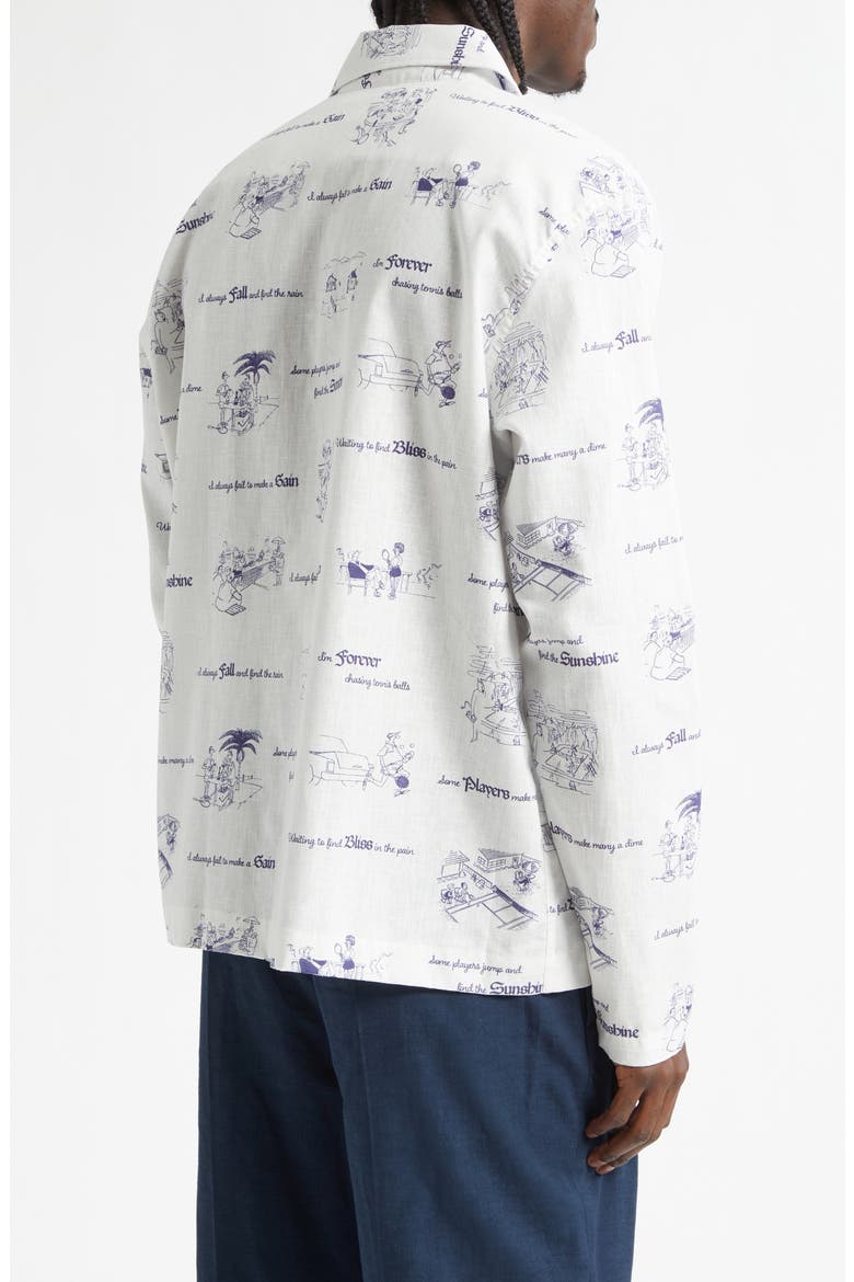 Sunshine Print Cotton & Linen Shirt, Alternate, color, OFF-WHITE