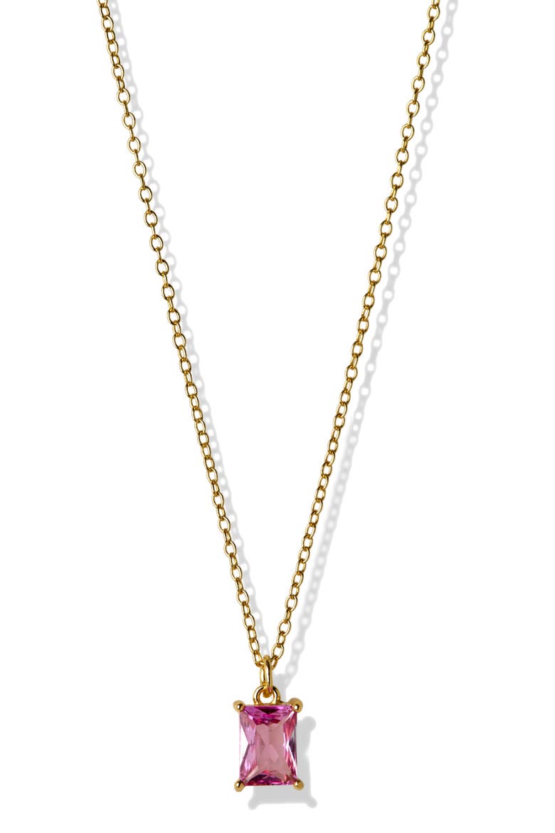 Birthstone Pendant Necklace, Main, color, OCTOBER/ PINK
