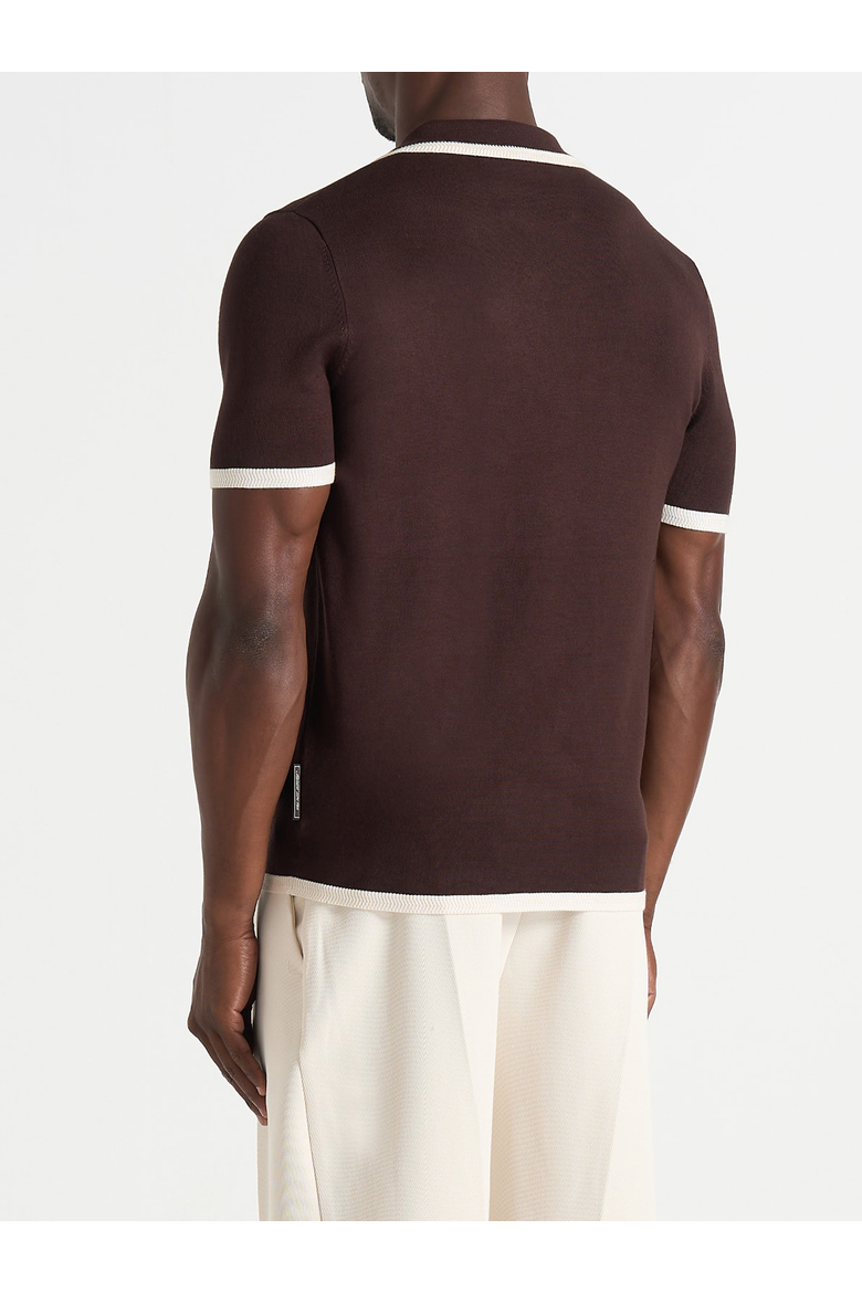 Lambert Contrast Detail Knit Polo, Alternate, color, Brown