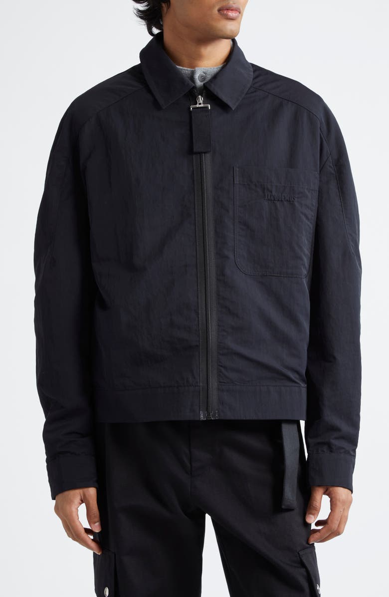 Jacquemus Le Blouson Linu Canvas Jacket, Main, color, Black