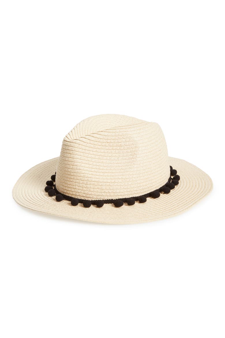 Pom Pom Panama Hat, Main, color, NATURAL