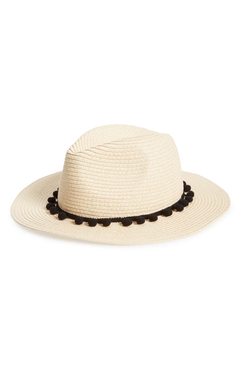 Sole Society Pom Pom Panama Hat, Main, color, 