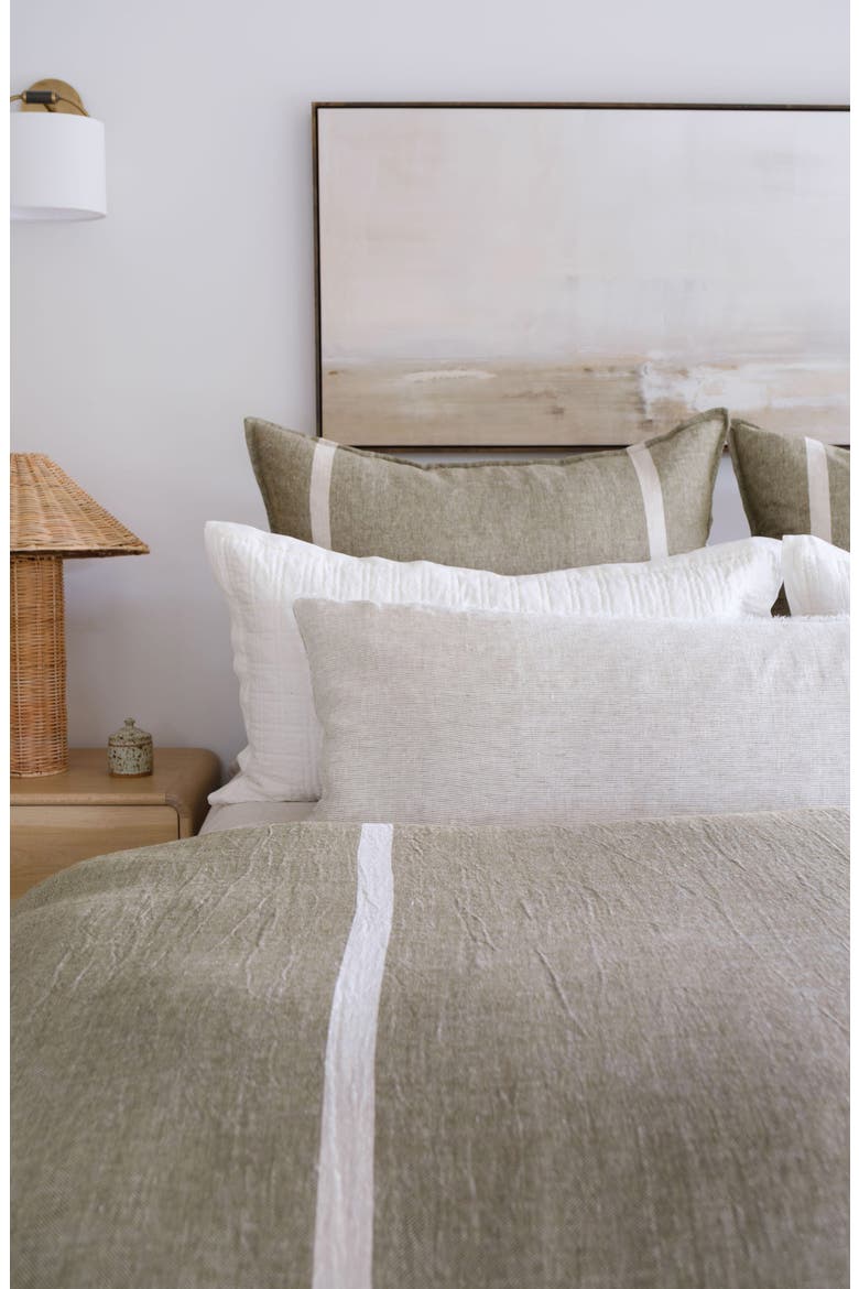 Rory Linen Euro Pillow Sham, Alternate, color, MOSS/ FLAX