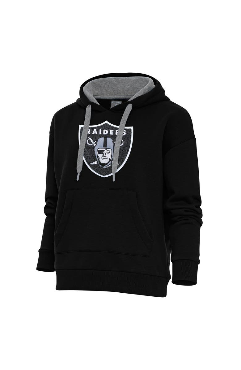 ANTIGUA Women's Antigua Black Las Vegas Raiders Victory Chenille Pullover Hoodie, Main, color,