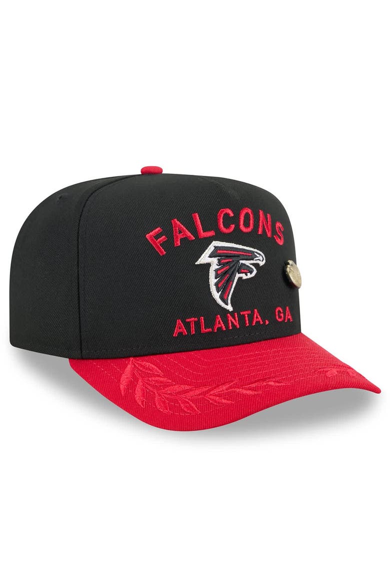 Men's New Era Black/Red Atlanta Falcons 2025 NFL Draft On Stage A-Frame 59FIFTY Fitted Hat, Alternate, color, Black