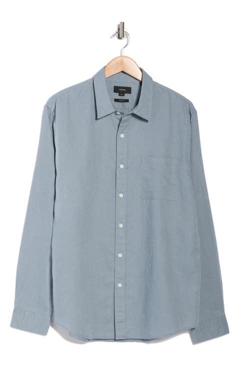 Classic Fit Linen Blend Button-Up Shirt
