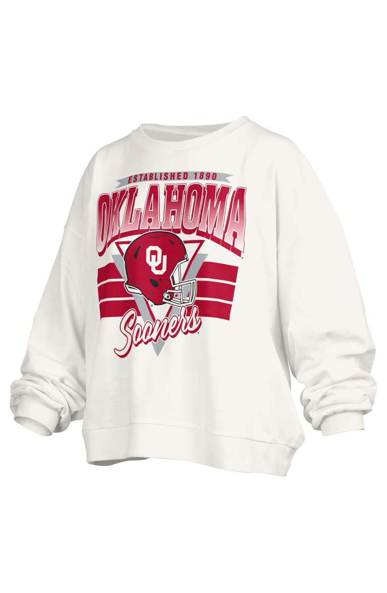 PRESSBOX Women's Pressbox White Oklahoma Sooners Janice Retro Logo Oversized Pullover Sweatshirt, Alternate, color, White