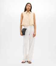Another Tomorrow Cropped Sleeveless Shirt | Sand
