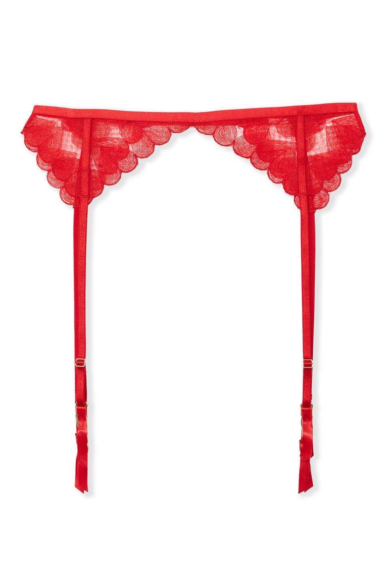 Desir Heart Embroidered Garter Belt, Alternate, color, RED