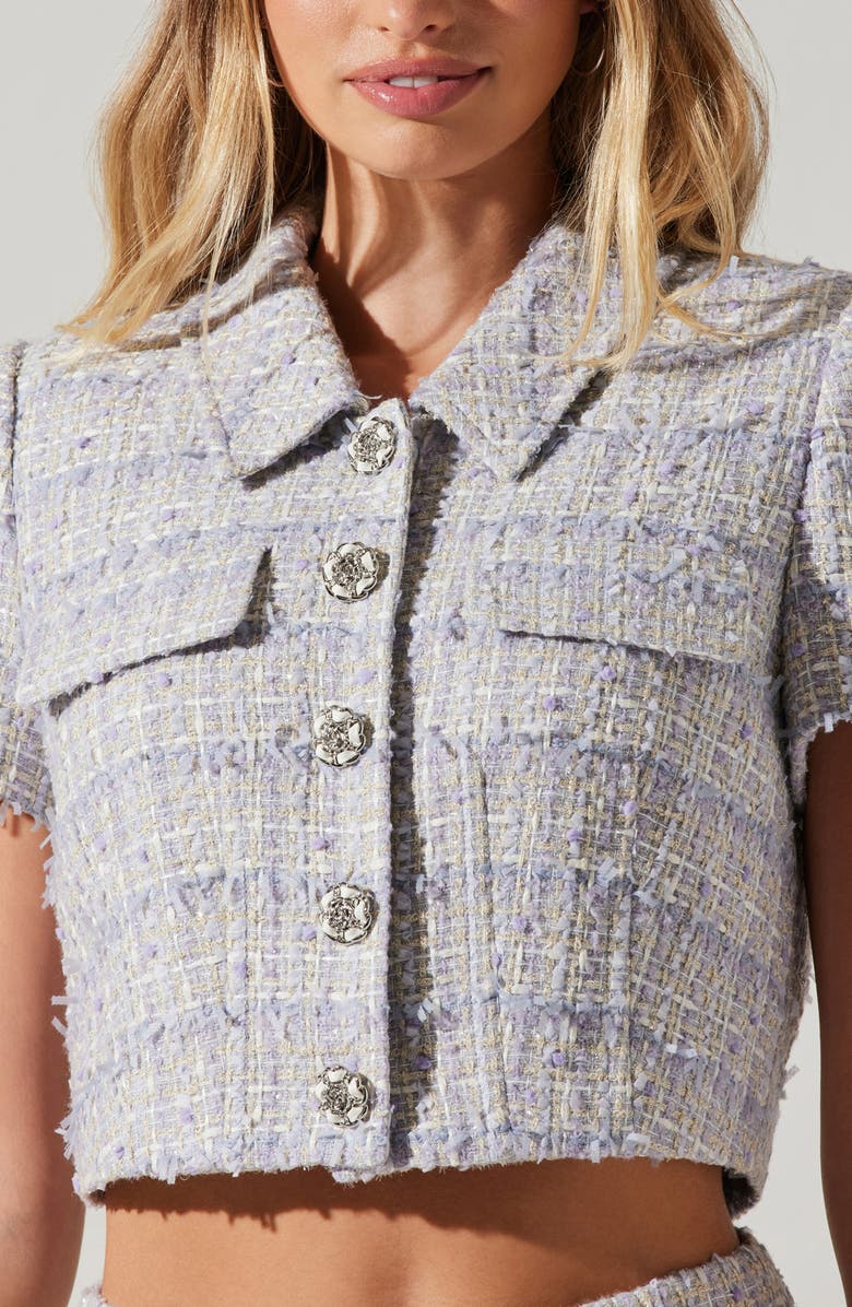 ASTR the Label Mavey Short Sleeve Tweed Jacket, Alternate, color, Ice Blue