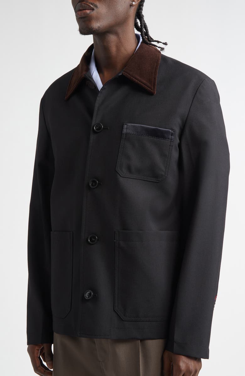 Marni Boxy Mixed Media Jacket, Alternate, color, 00N99 Black