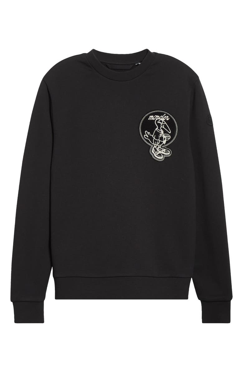 Moncler Monduck Mascot Patch Sweatshirt, Alternate, color, Black