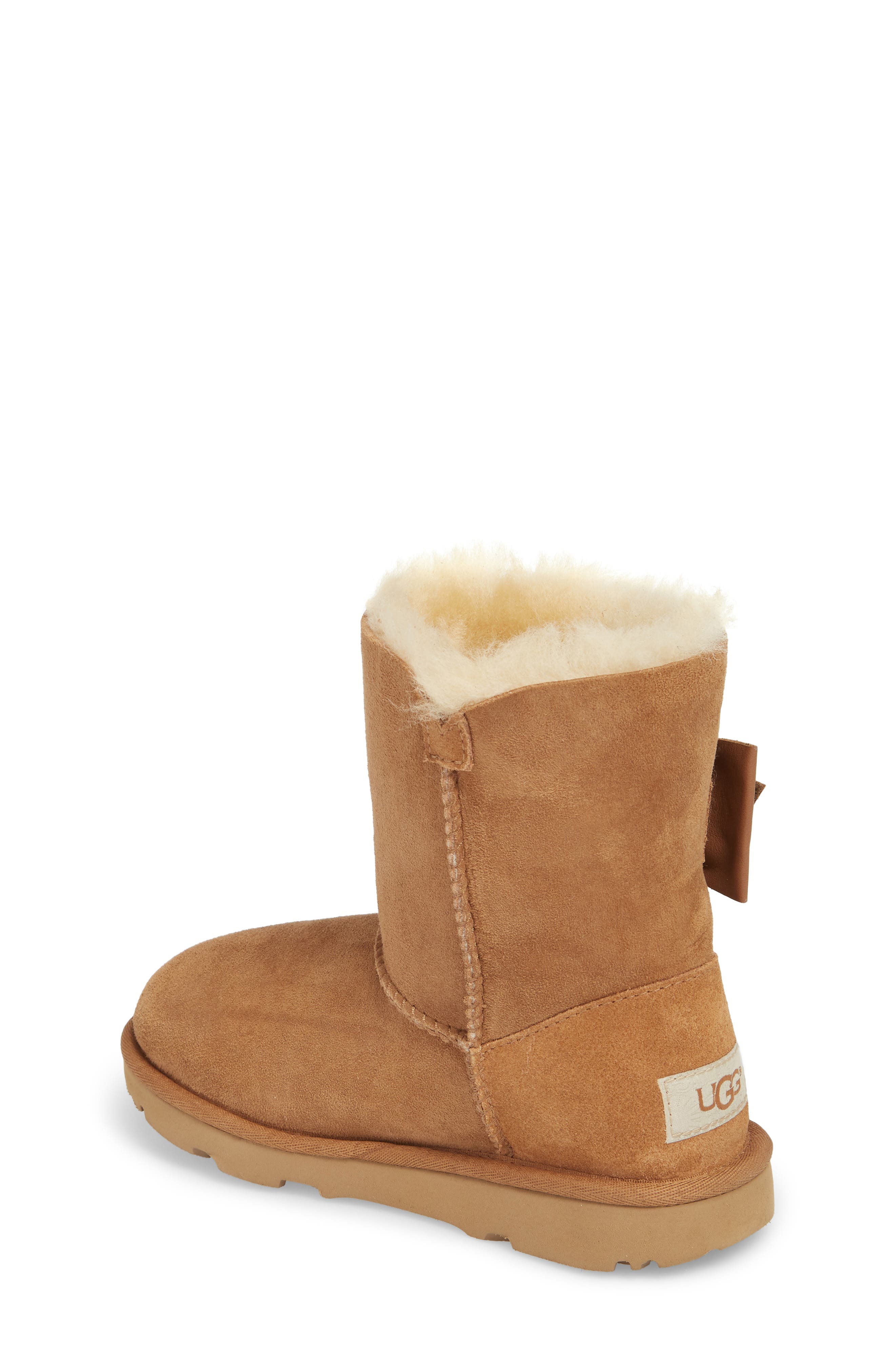 Daelynn Bow Genuine Shearling Boot, Alternate, color, CHESTNUT