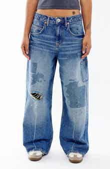 BDG Urban Outfitters Jaya Rip & Repair Low Rise Wide Leg Jeans