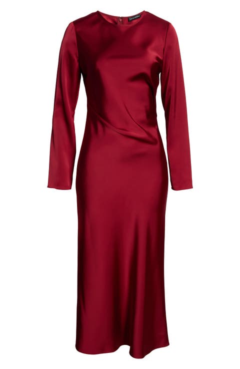 Long Sleeve Satin Twill Dress