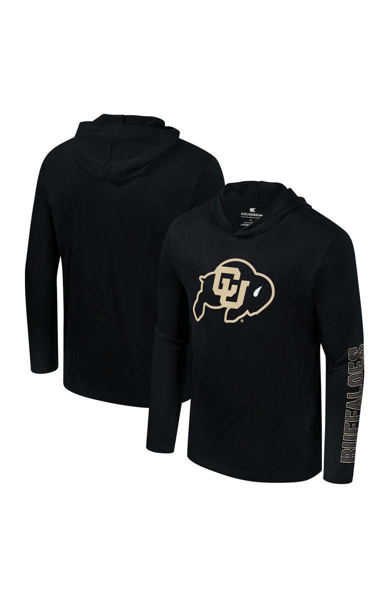 COLOSSEUM Men's Colosseum Black Colorado Buffaloes Color Pop Active Blend 2-Hit Long Sleeve Hooded T-Shirt, Alternate, color, Black