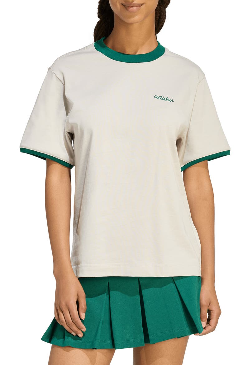 Essentials Colorpop Cotton Ringer T-Shirt, Main, color, WONDER ALUMINA/ GREEN