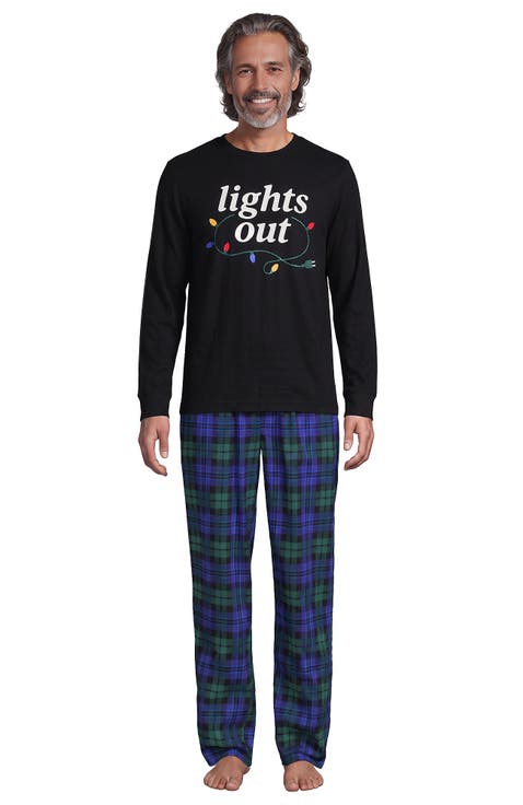 Long Sleeve Tee And Flannel Pant Sleep Set