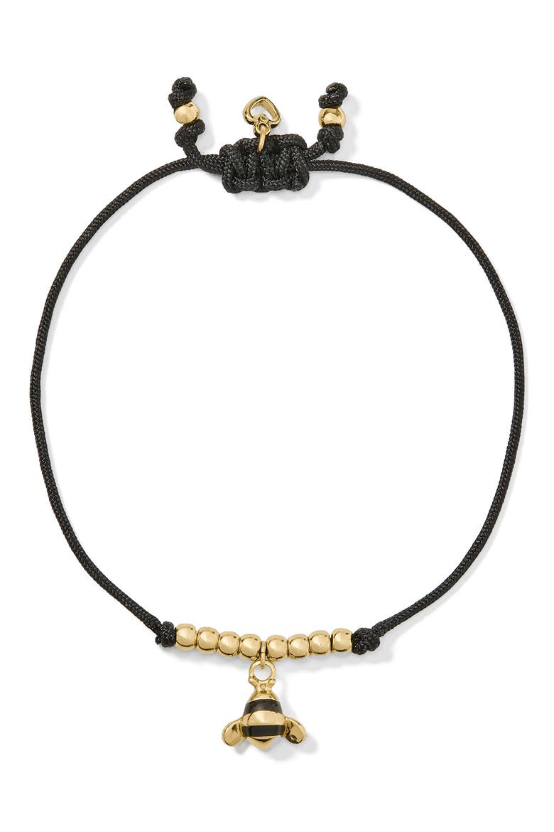 bee cord bracelet, Main, color, BLACK