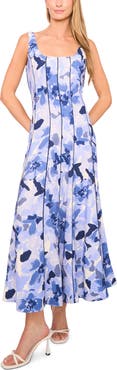 Halogen® Floral Pipe Detail Maxi Dress