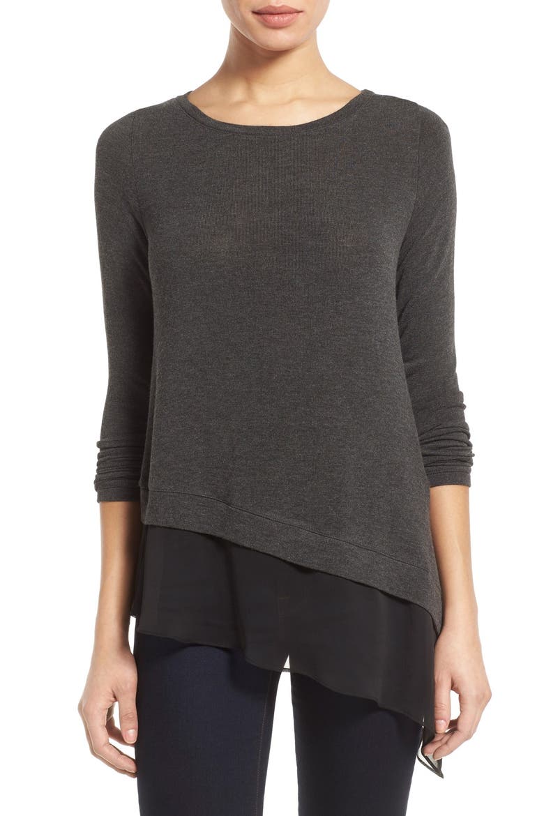 Matty M Asymmetrical Hem Layer Look Top, Main, color, GRAPHITE