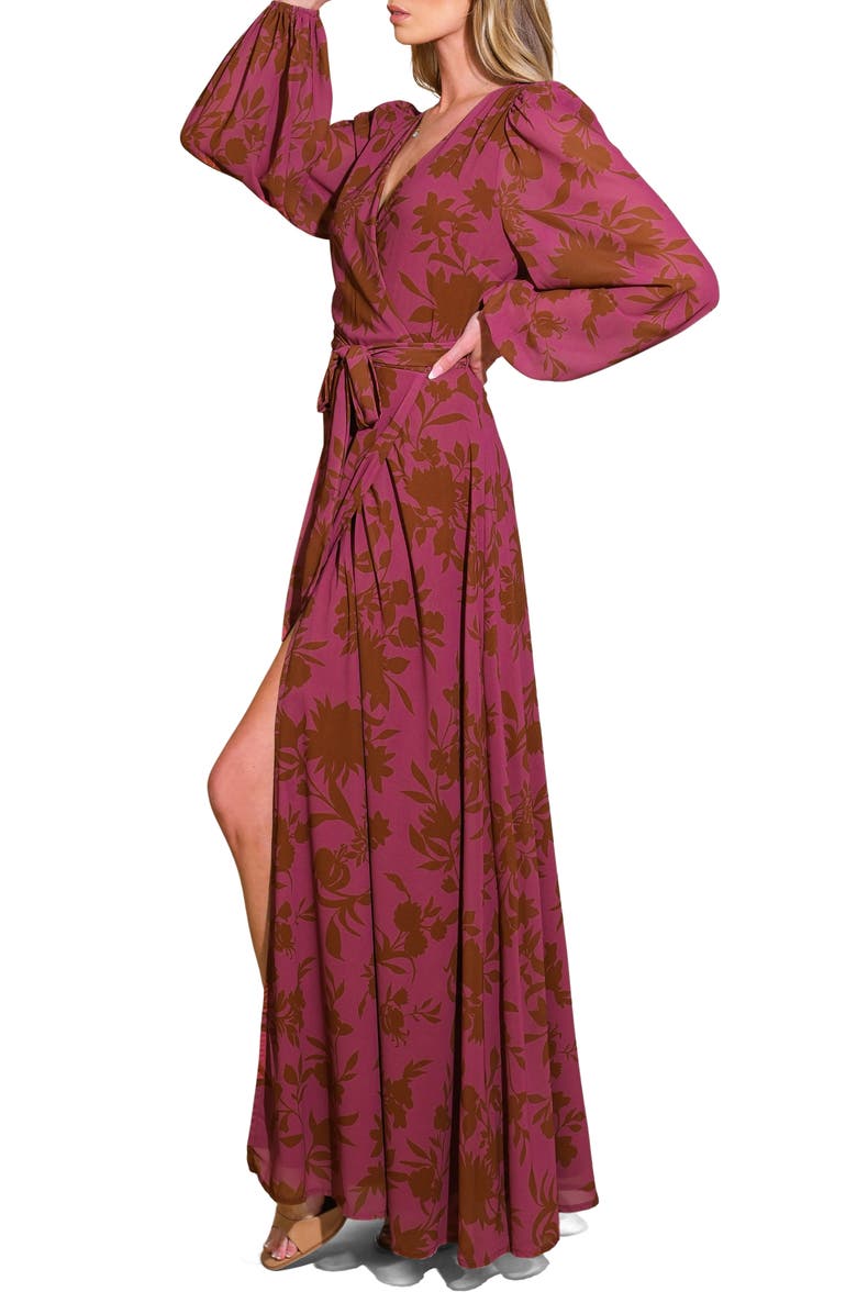 FLYING TOMATO Long Sleeve Wrap Maxi Dress, Alternate, color,