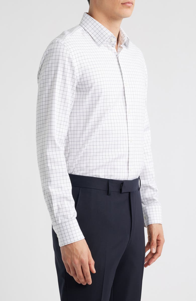 BOSS Hank Kent Slim Fit Check Stretch Cotton Dress Shirt, Alternate, color, Open White