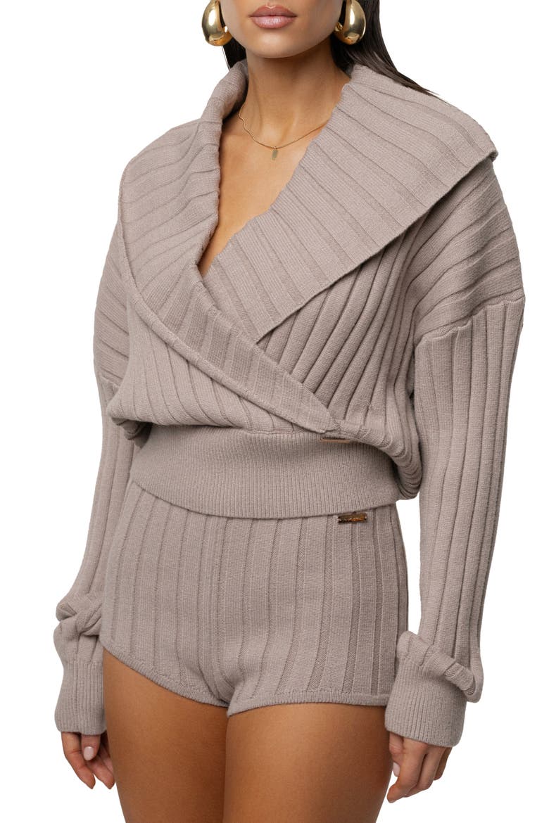 Knit Things Ribbed Shorts, Alternate, color, Taupe