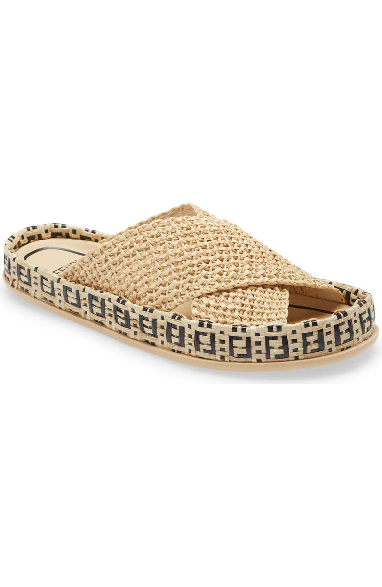 Fendi FF Logo Woven Slide Sandal, Main, color,