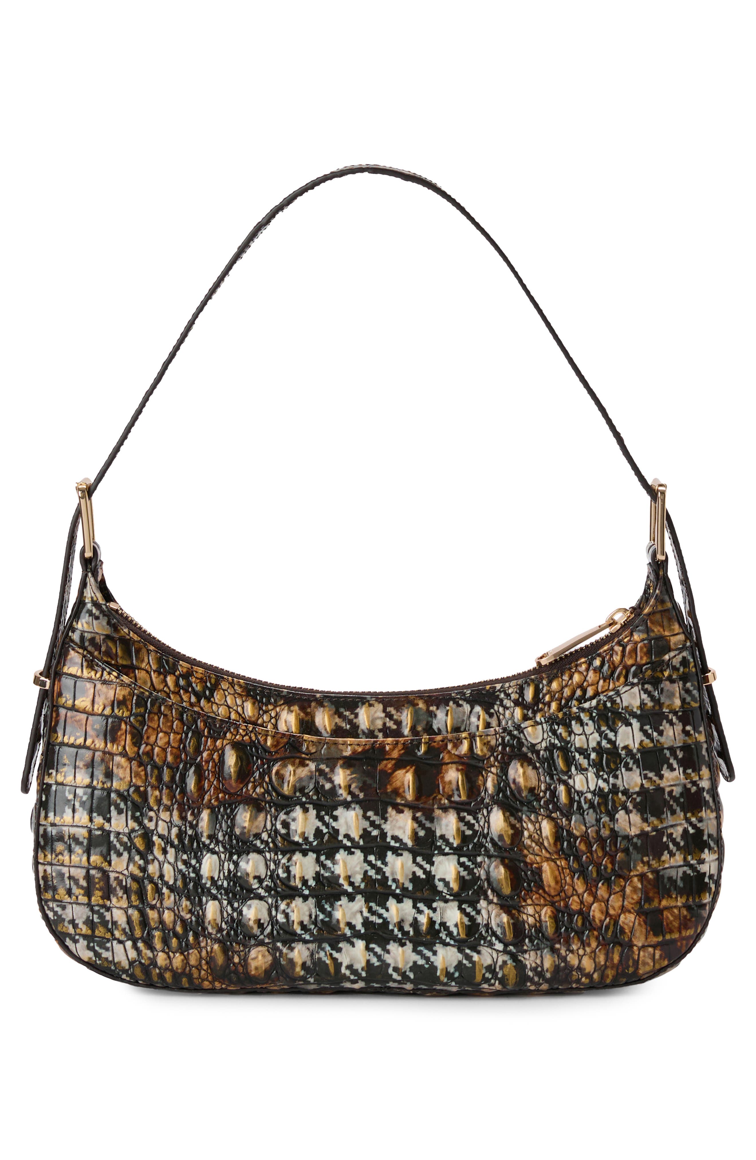 Brahmin Kyrie Croc Embossed Leather Shoulder Bag, Alternate, color, 