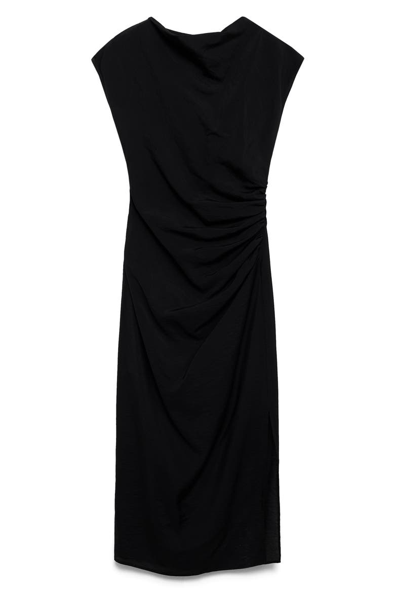 Draped Dress, Alternate, color, BLACK