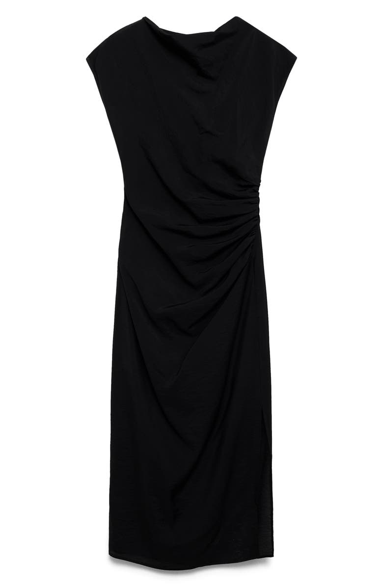 MANGO Draped Dress, Alternate, color, Black