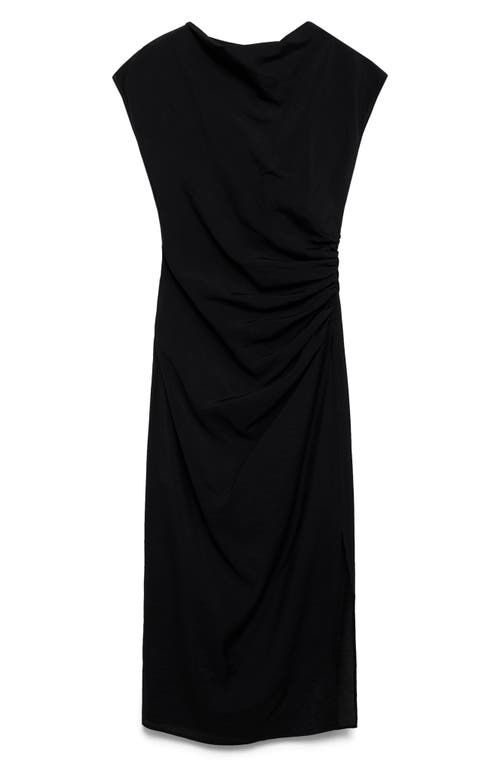 Mango Gathered Waist Detail Midaxi Dress In Black
