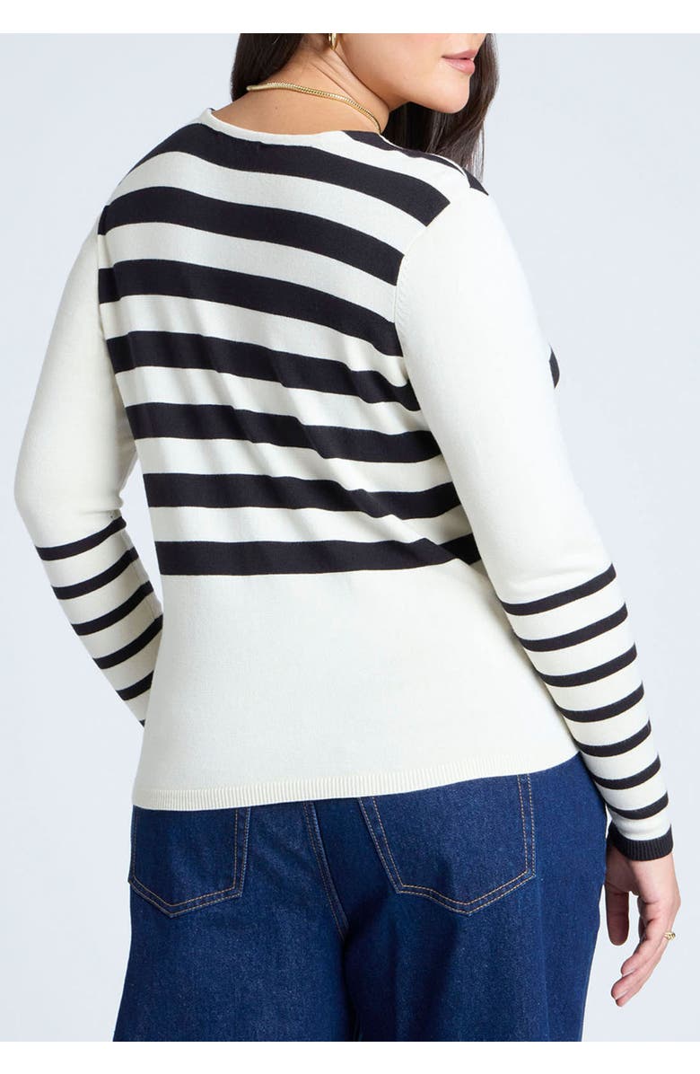 ELOQUII Abstract Striped Sweater, Alternate, color, Black White Stripe