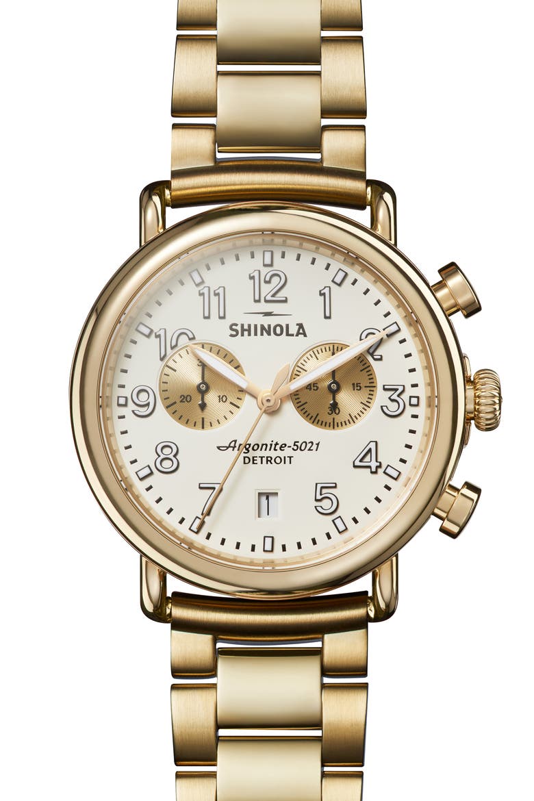 Runwell 2 Eye Chronograph Bracelet Watch, 41mm, Main, color, IVORY