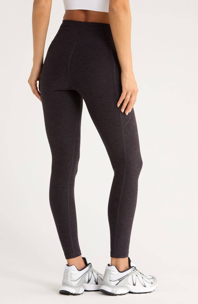 Zella Renew High Waist Pocket Leggings, Alternate, color, Black Melange