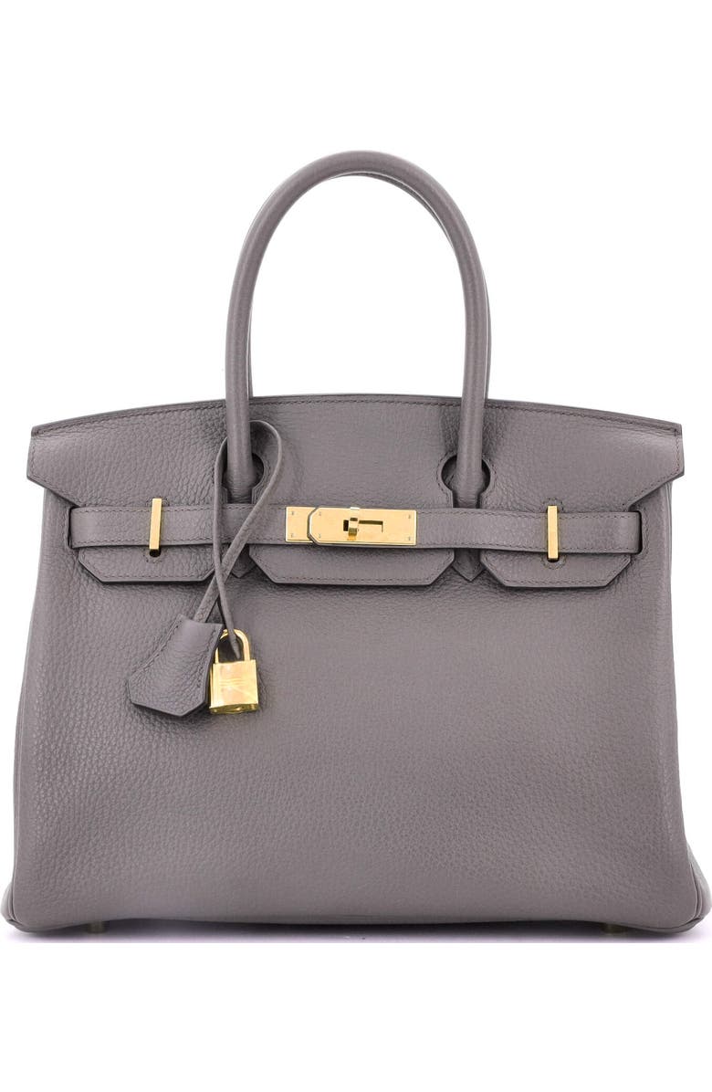 Pre-Owned Hermes Birkin Handbag Grey Togo with Gold Hardware 30, Main, color,