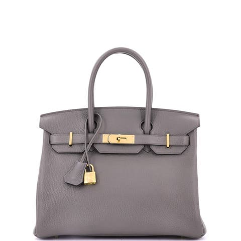 Birkin Handbag Grey Togo with Gold Hardware 30