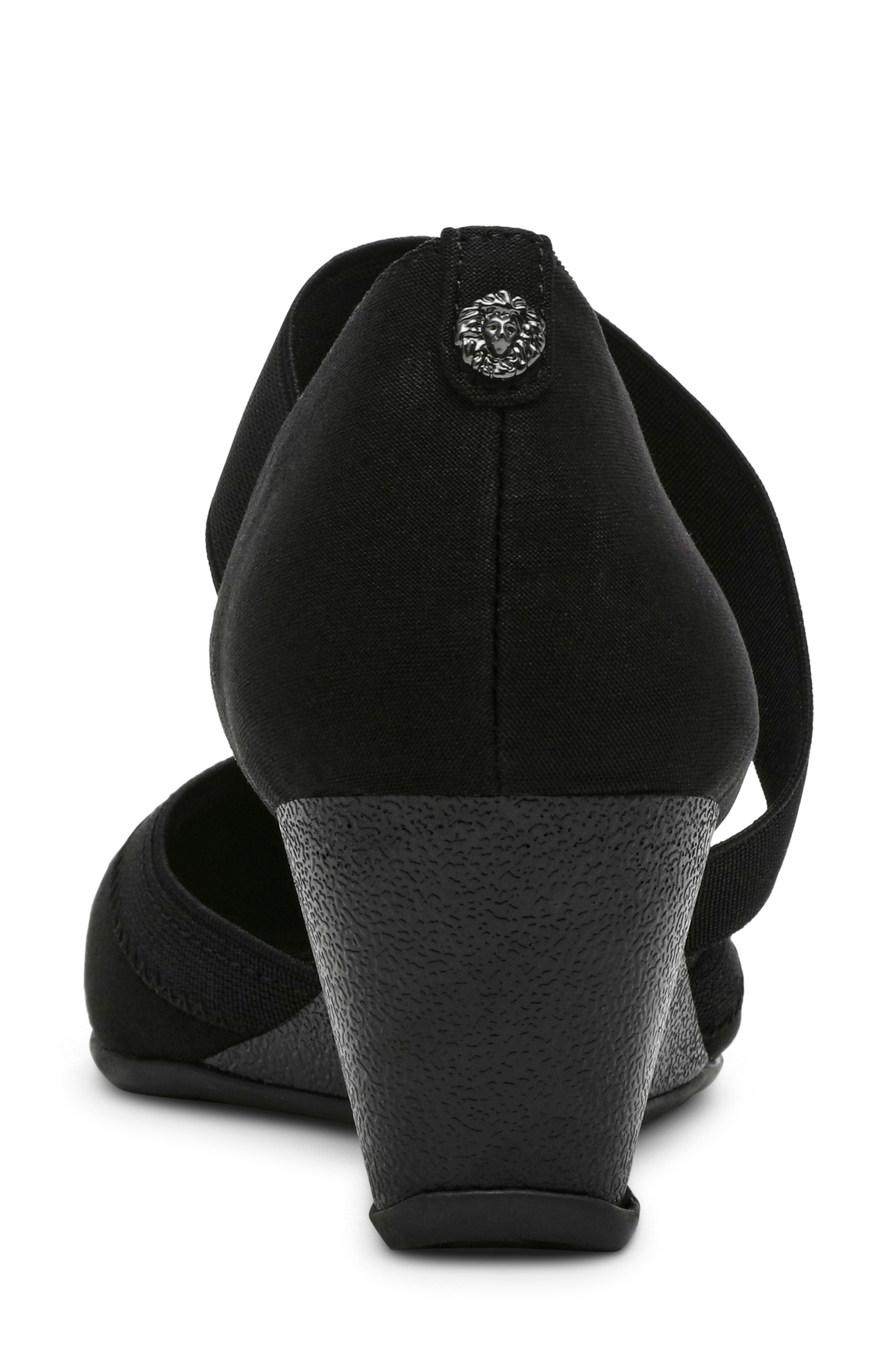 Anne Klein Tiffy Wedge Heel Pump, Alternate, color, Black Stretch