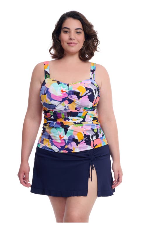 Profile By Gottex Holi Full Figure Center Ruched Tankini Underwire Swim Top In Multi