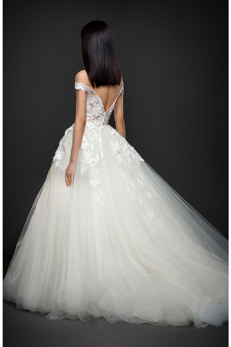 Off the Shoulder Sparkle Ballgown, Alternate, color, WHITE