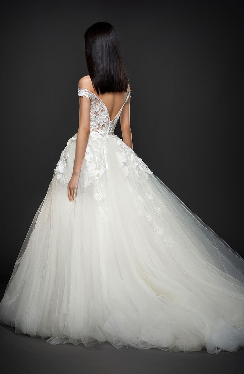 Lazaro Off the Shoulder Sparkle Ballgown, Alternate, color,