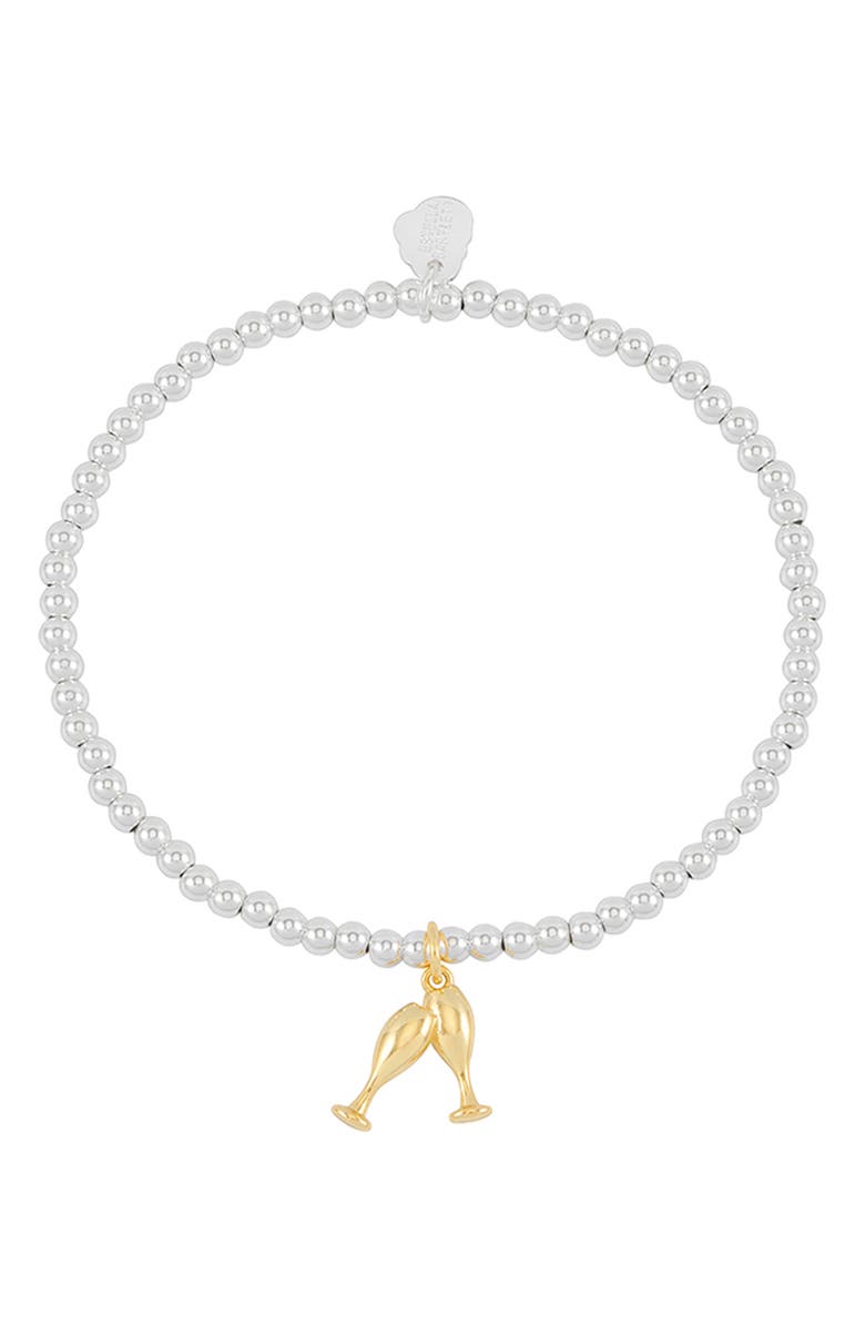 Estella Bartlett Sienna Champagne Beaded Stretch Bracelet, Alternate, color, Gold