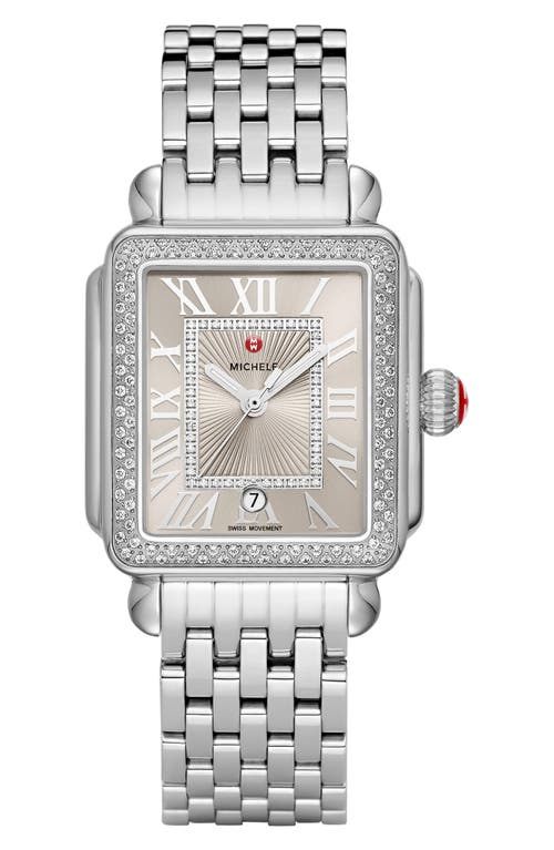 Michele Deco Madison Diamond Bracelet Watch, 33mm In Neutral
