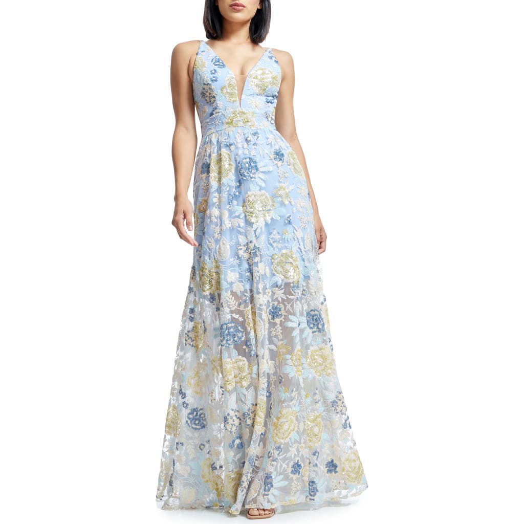 DRESS THE POPULATION DRESS THE POPULATION SAMIRA EMBELLISHED CHIFFON GOWN